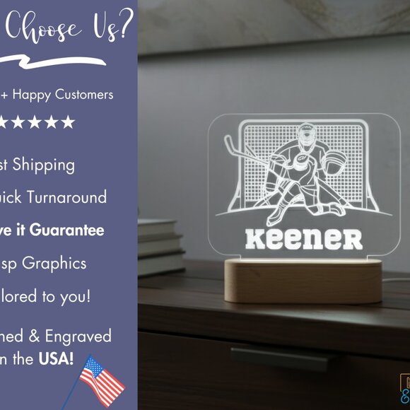 Custom Hockey LED Lamp – Unique Sports-Themed Nightlight - Picture 4 of 8